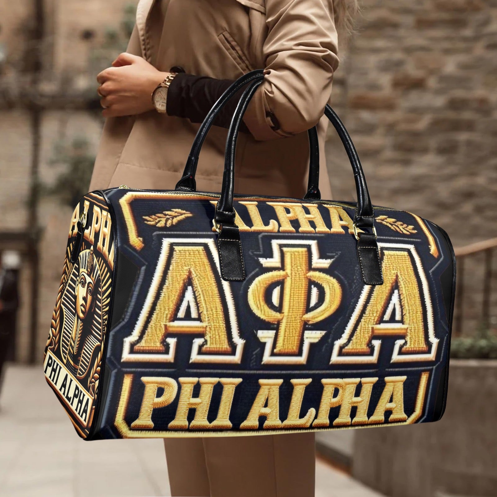 alpha phi alpha leather backpack Alpha Phi Alpha Leather Travel Bag