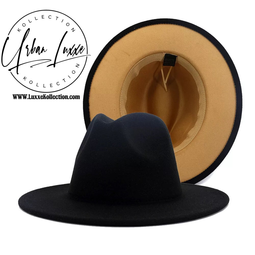 Black Two-Tone Fedora Hat