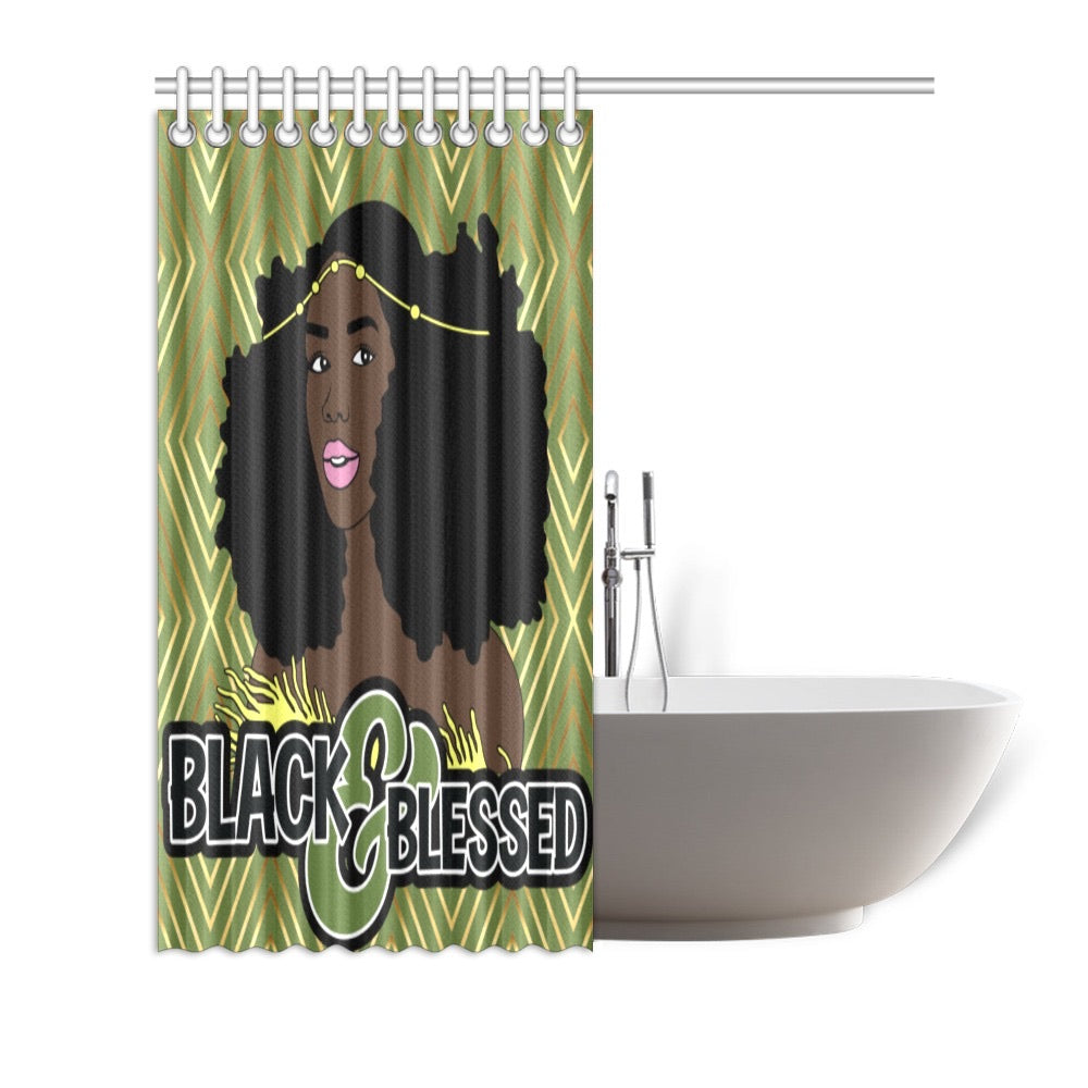 Black & Blessed Shower Curtain