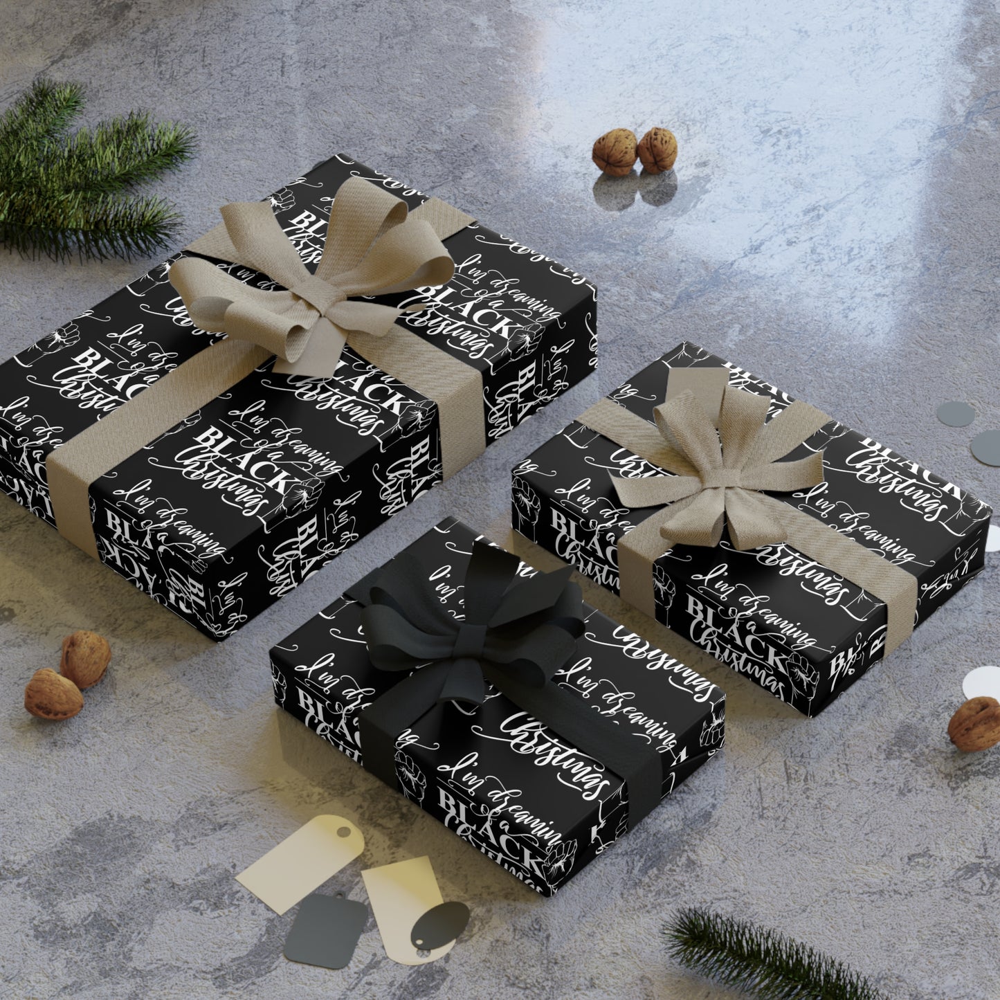 I'm Dreaming Of A Black Christmas Gift Wrapping Paper Roll