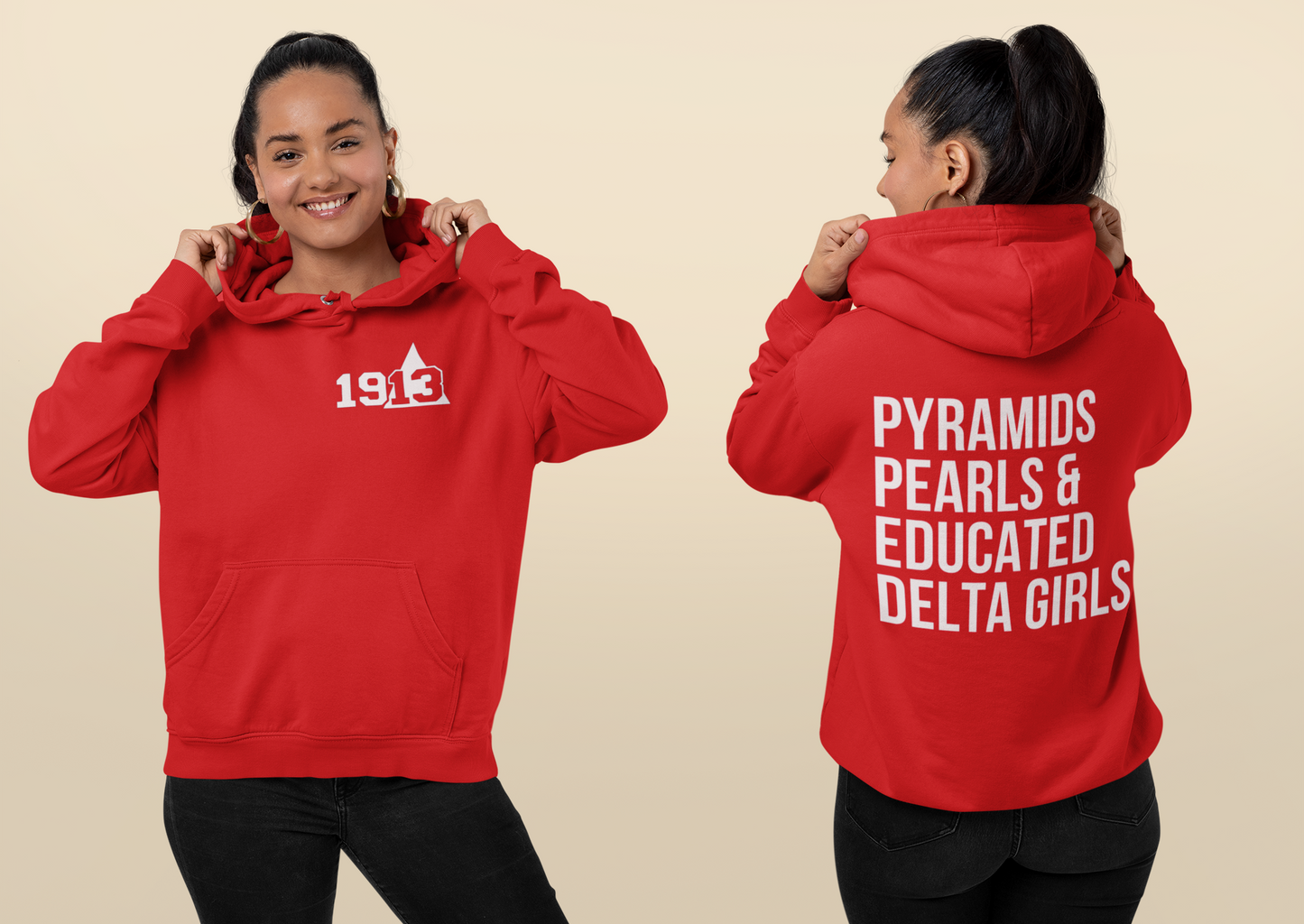 Pyramids Pearls And Educated Delta Girls Hoodie (Front & Back)