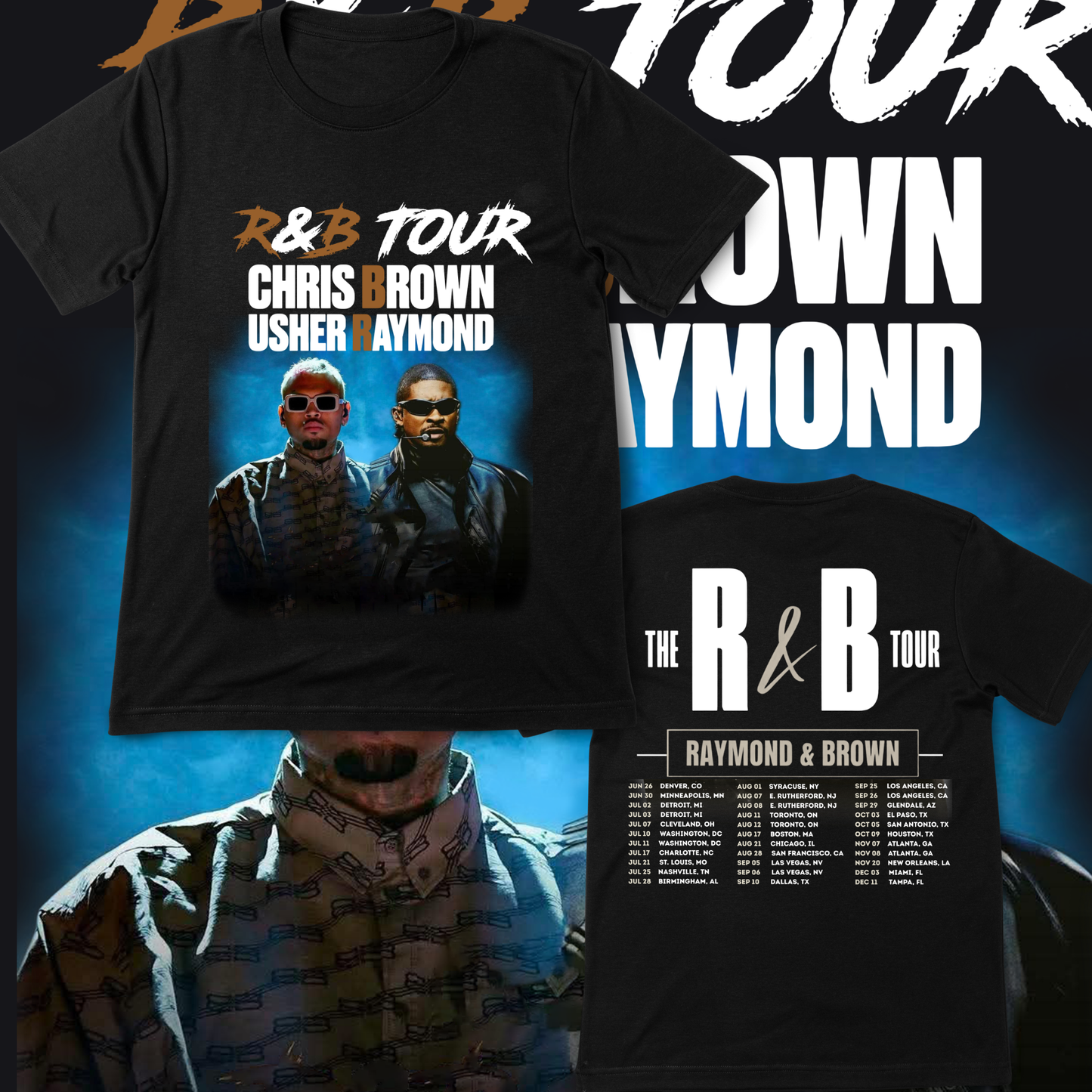 The R&B Tour T-shirt …Usher Raymond & Chris Brown 2026 Tour T-shirt