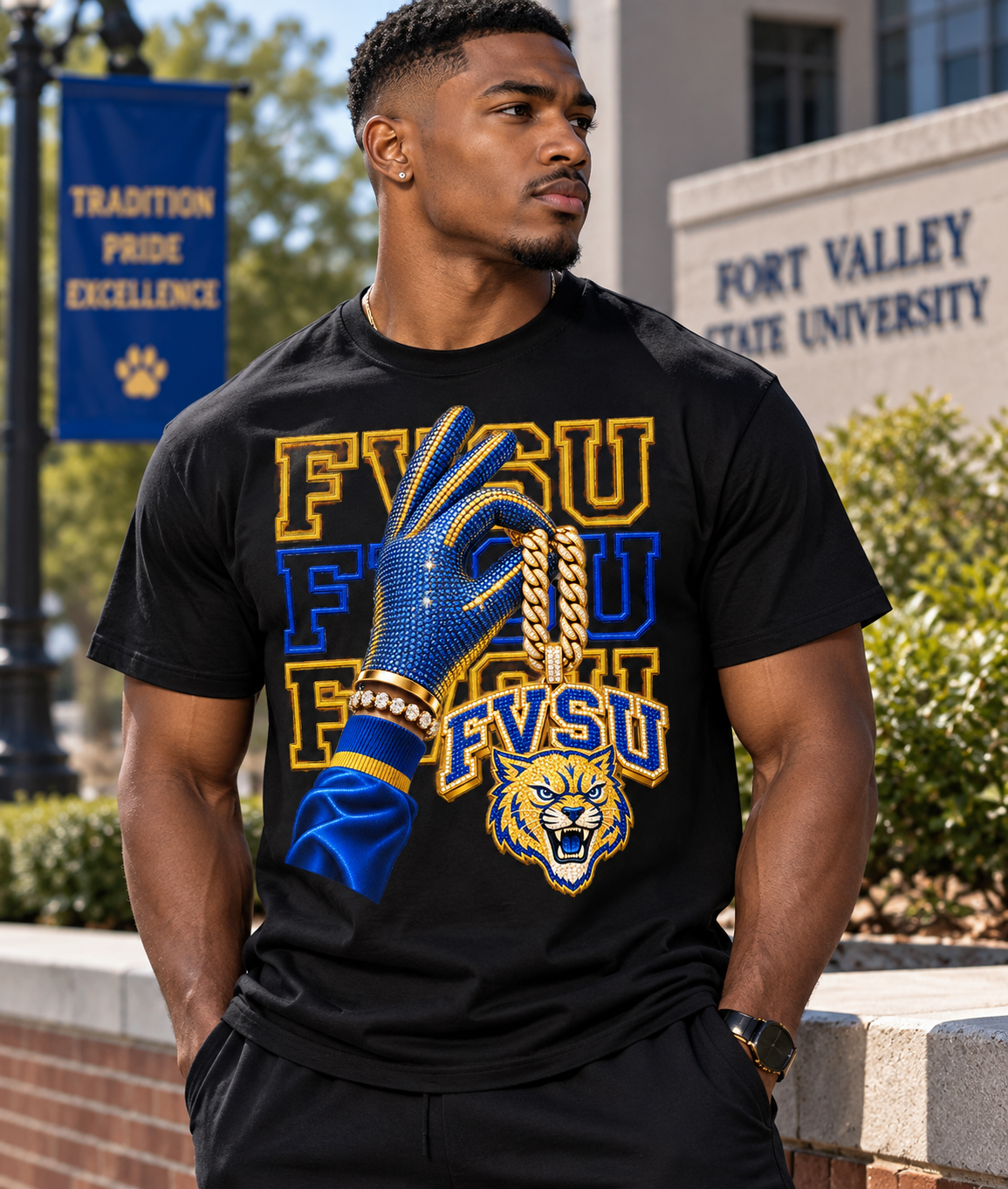 Fort Valley State University MJ Glove T-shirt
