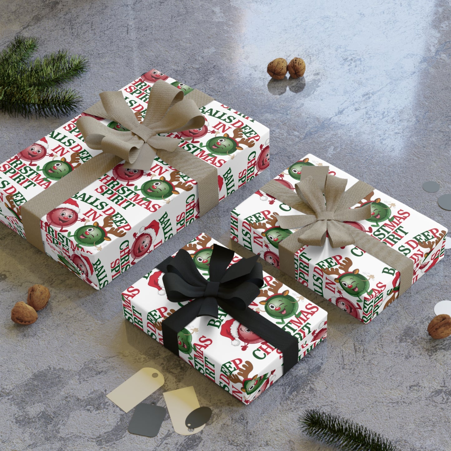 Balls Deep In Christmas Spirit Gift Wrapping Paper Rolls