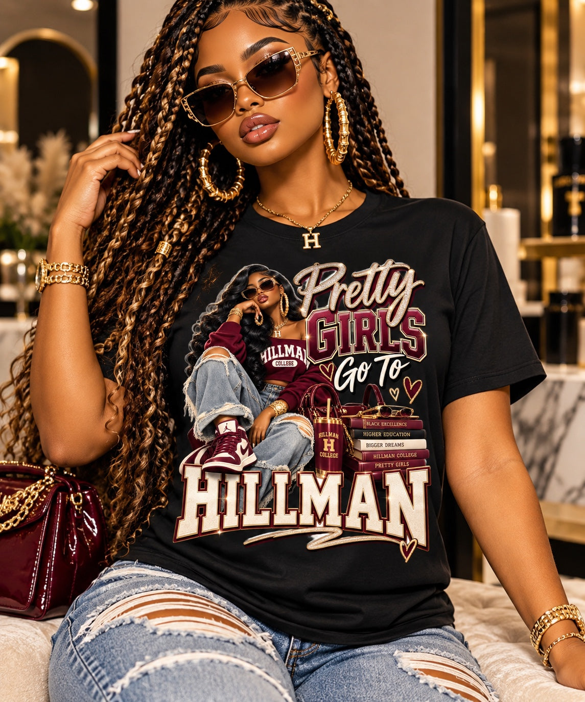 Black Pretty Girls Go To Hillman T-shirt mockup
