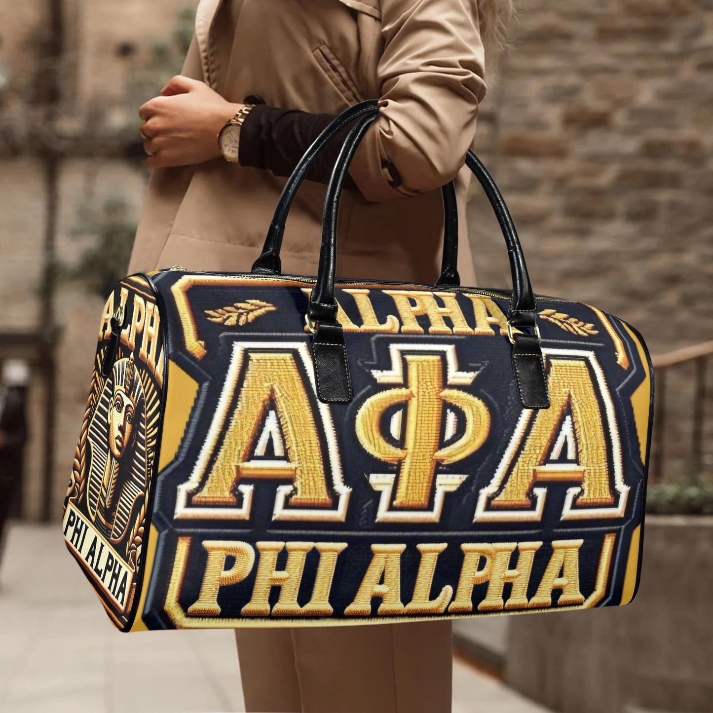 Alpha Phi Alpha Leather Travel Bag - Large