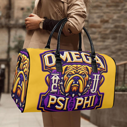 Omega Psi Phi Leather Travel Bag - Large