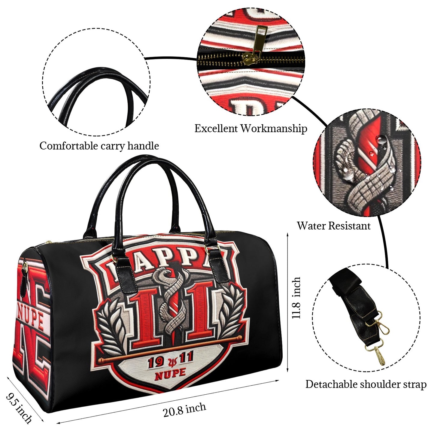 Kappa Alpha Psi Nupe Leather Travel Bag - Large