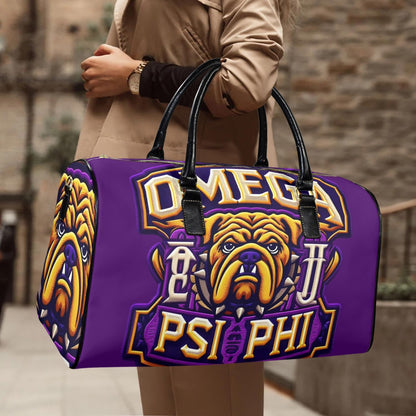 Omega Psi Phi Leather Travel Bag - Large