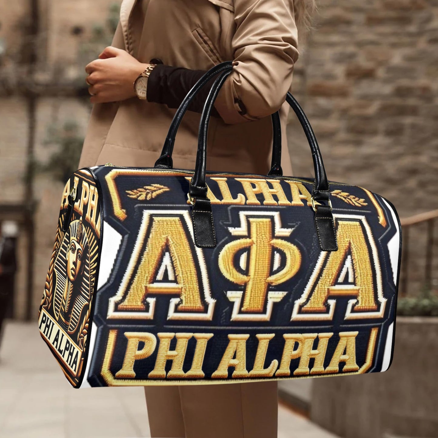 Alpha Phi Alpha Leather Travel Bag - Large