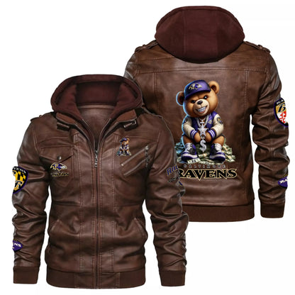 Ravens Leather Hood Jacket