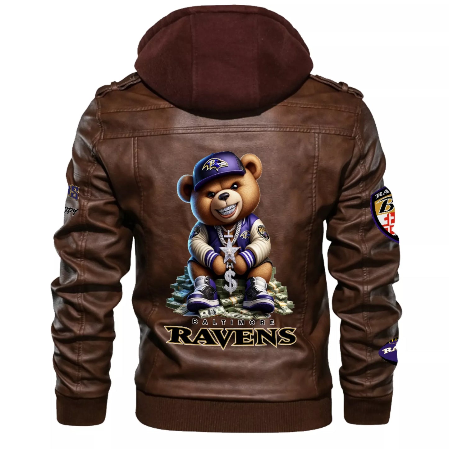 Ravens Leather Hood Jacket