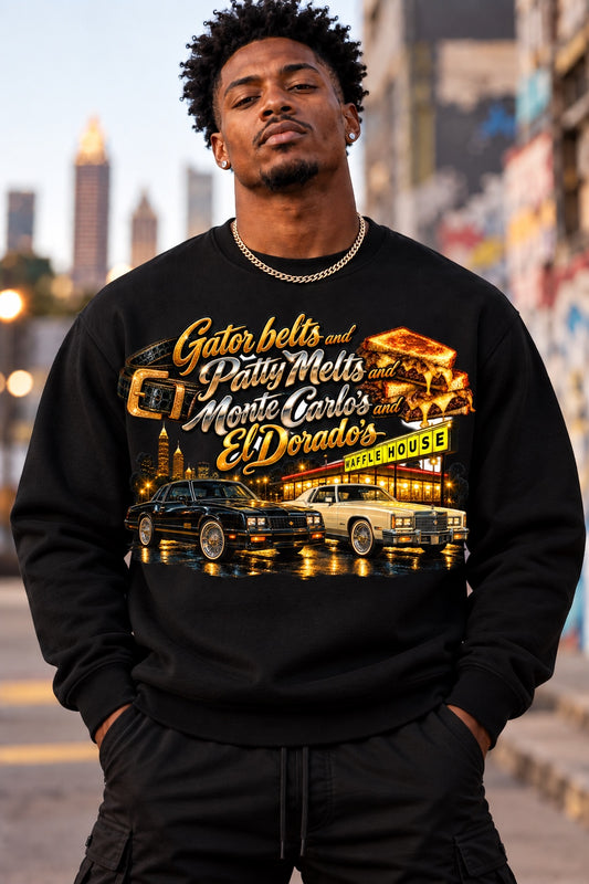Gator Belts and Patty Melts black Sweatshirt