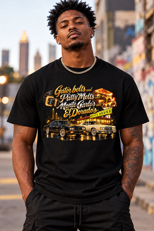 Gator Belts and Patty Melts black T-Shirt