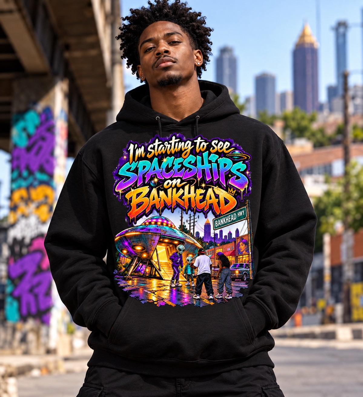 I'm Starting to See Spaceships on Bankhead black Hoodie