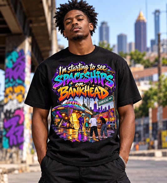 I'm Starting to See Spaceships on Bankhead black T-Shirt