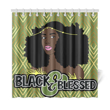 Load image into Gallery viewer, Black &amp; Blessed Shower Curtain