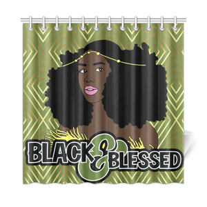Black & Blessed Shower Curtain
