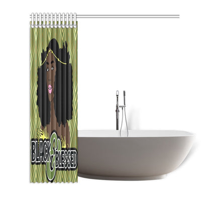 Black & Blessed Shower Curtain