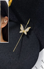 Load image into Gallery viewer, Gold CZ Crystal Butterfly Ear Hook Earring
