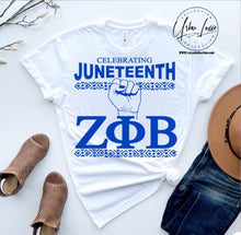Load image into Gallery viewer, Zeta Phi Beta Celebrating Juneteenth T-shirt