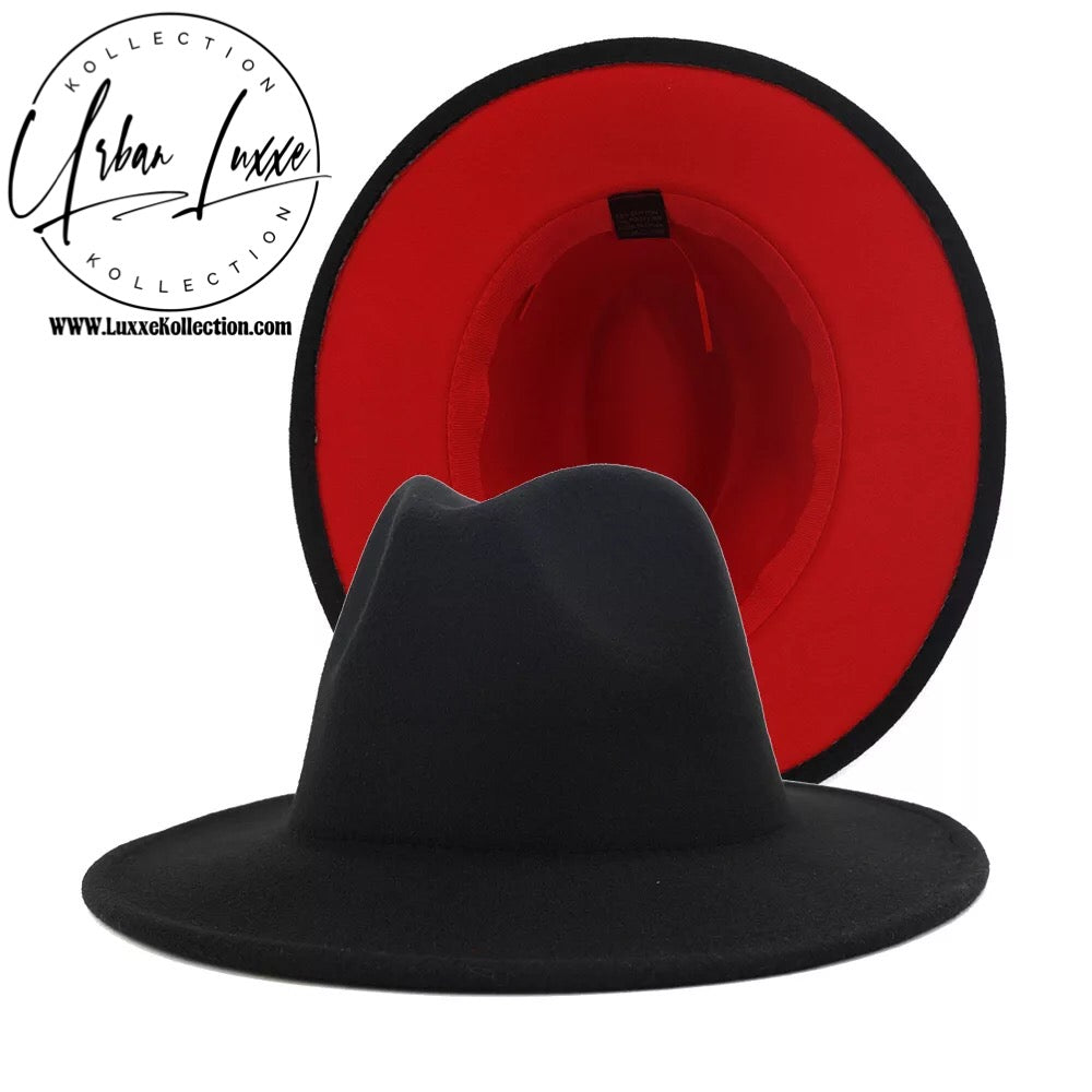 Black Two-Tone Fedora Hat