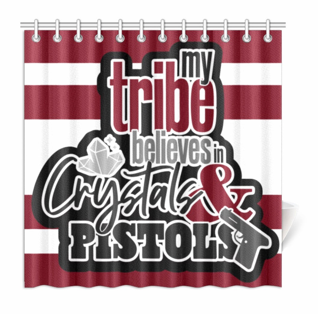 My Tribe Believes In Crystals & Pistols Shower Curtain